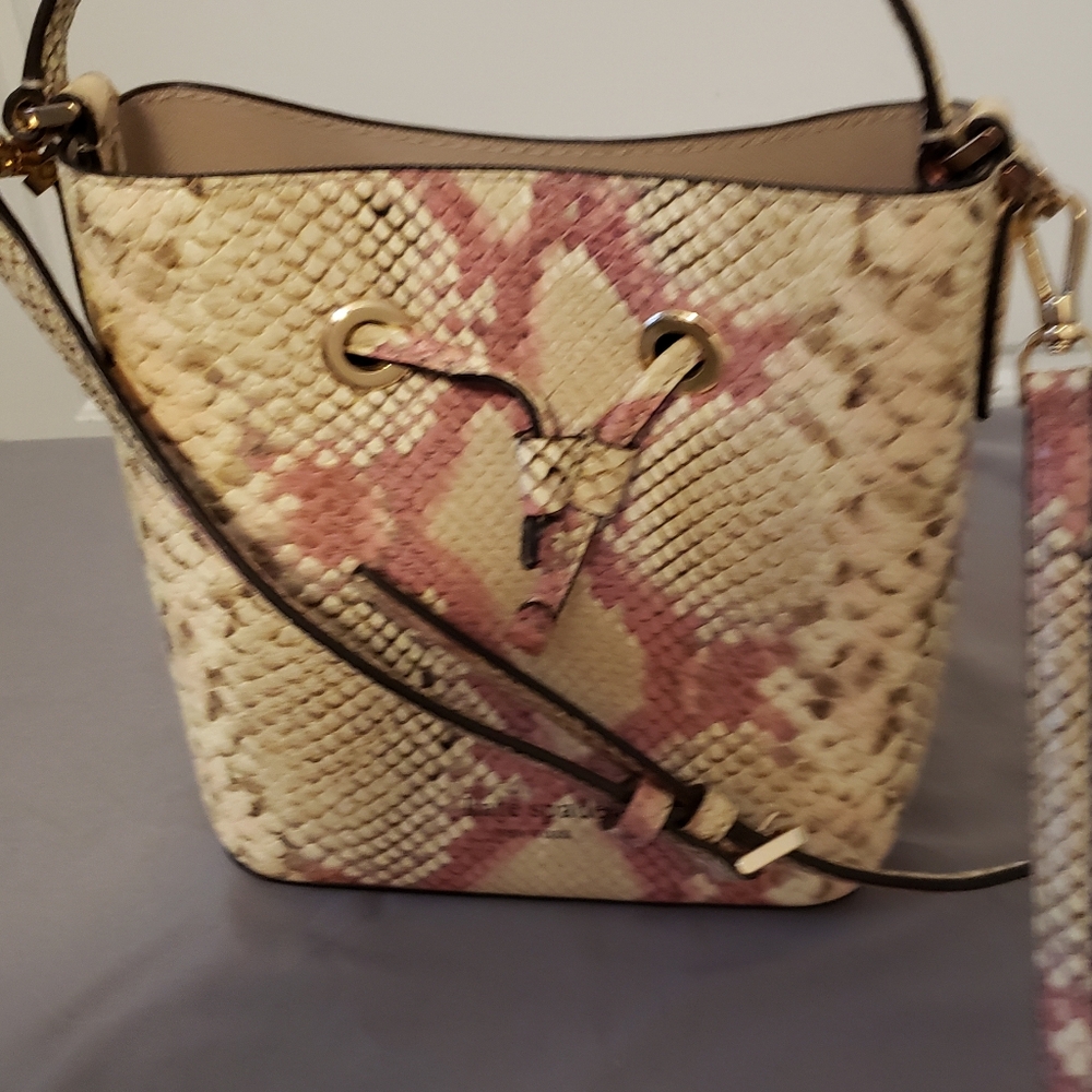 Kate Spade Bucket Eva Snake Print Purse Shoulder Bag